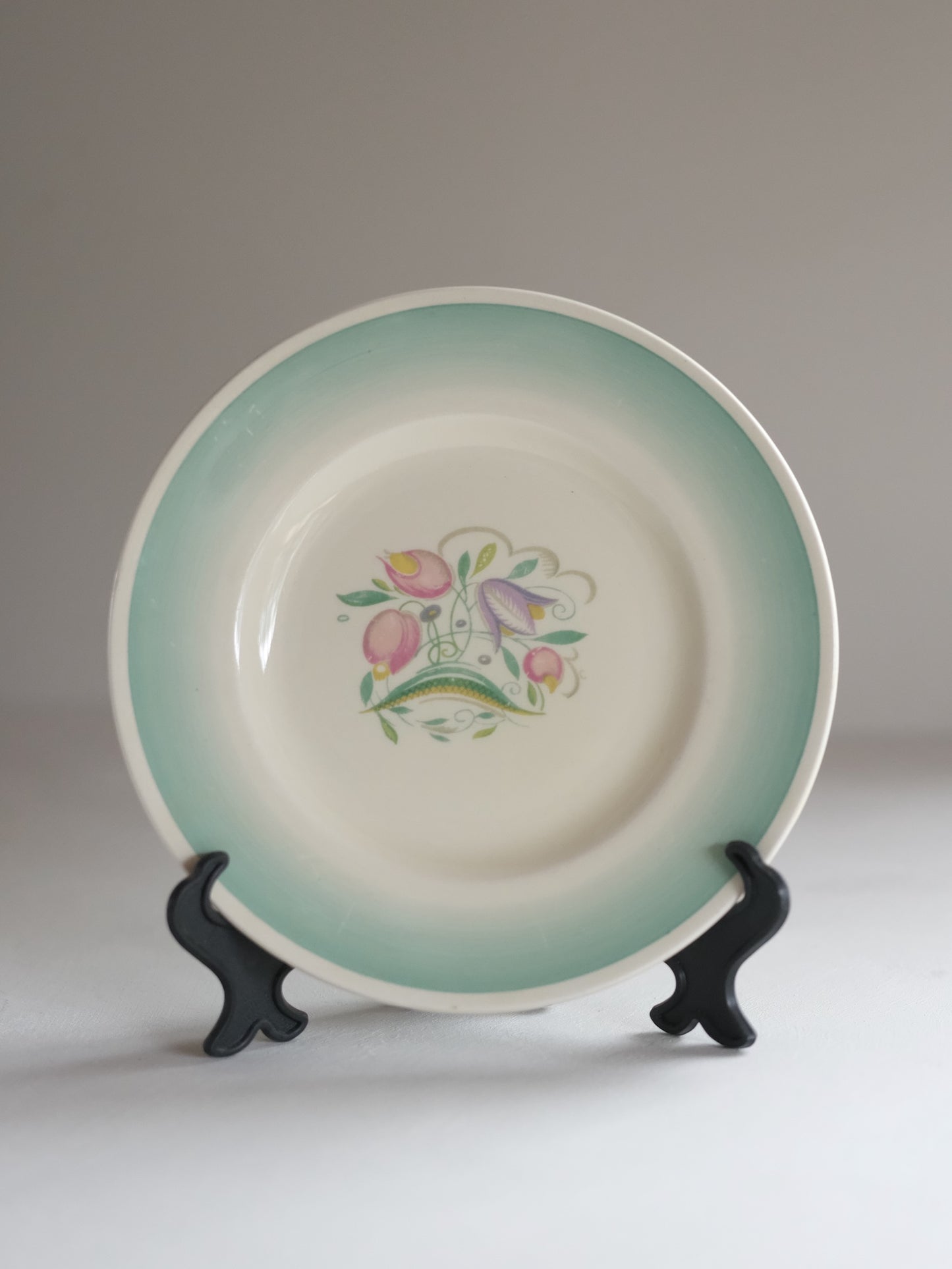 Susie Cooper Trio “Dresden Spray” – Green, Crown Works Burslem (c.1935–40)