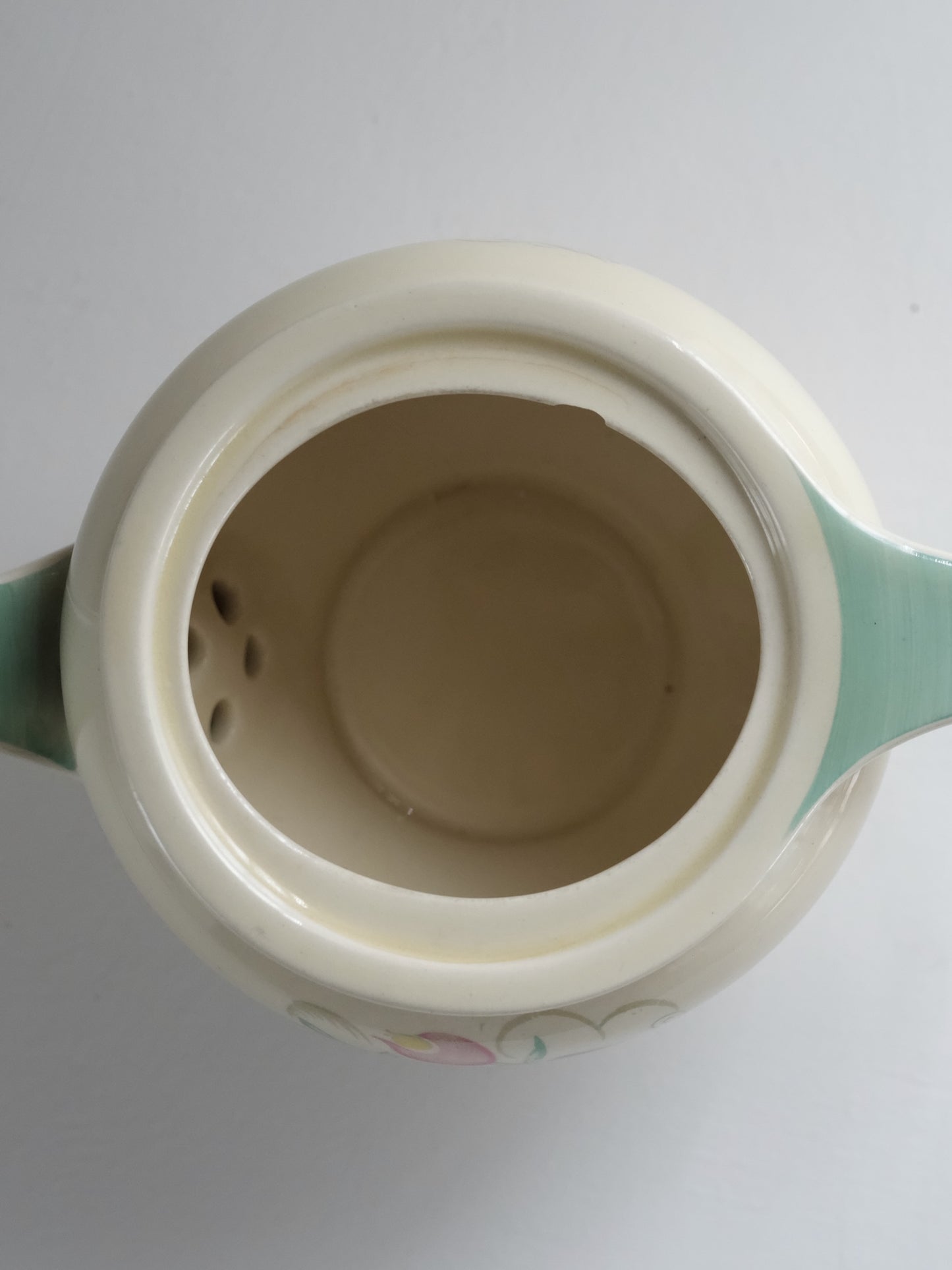 Susie Cooper Teapot “Dresden Spray”- Green, Crown Works Burslem (c.1935–40)