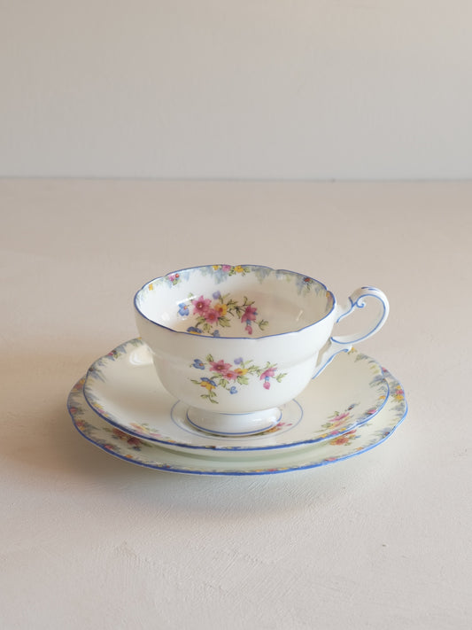 Paragon Trio “F1444” - Pastel Floral Basket, Hand-Painted