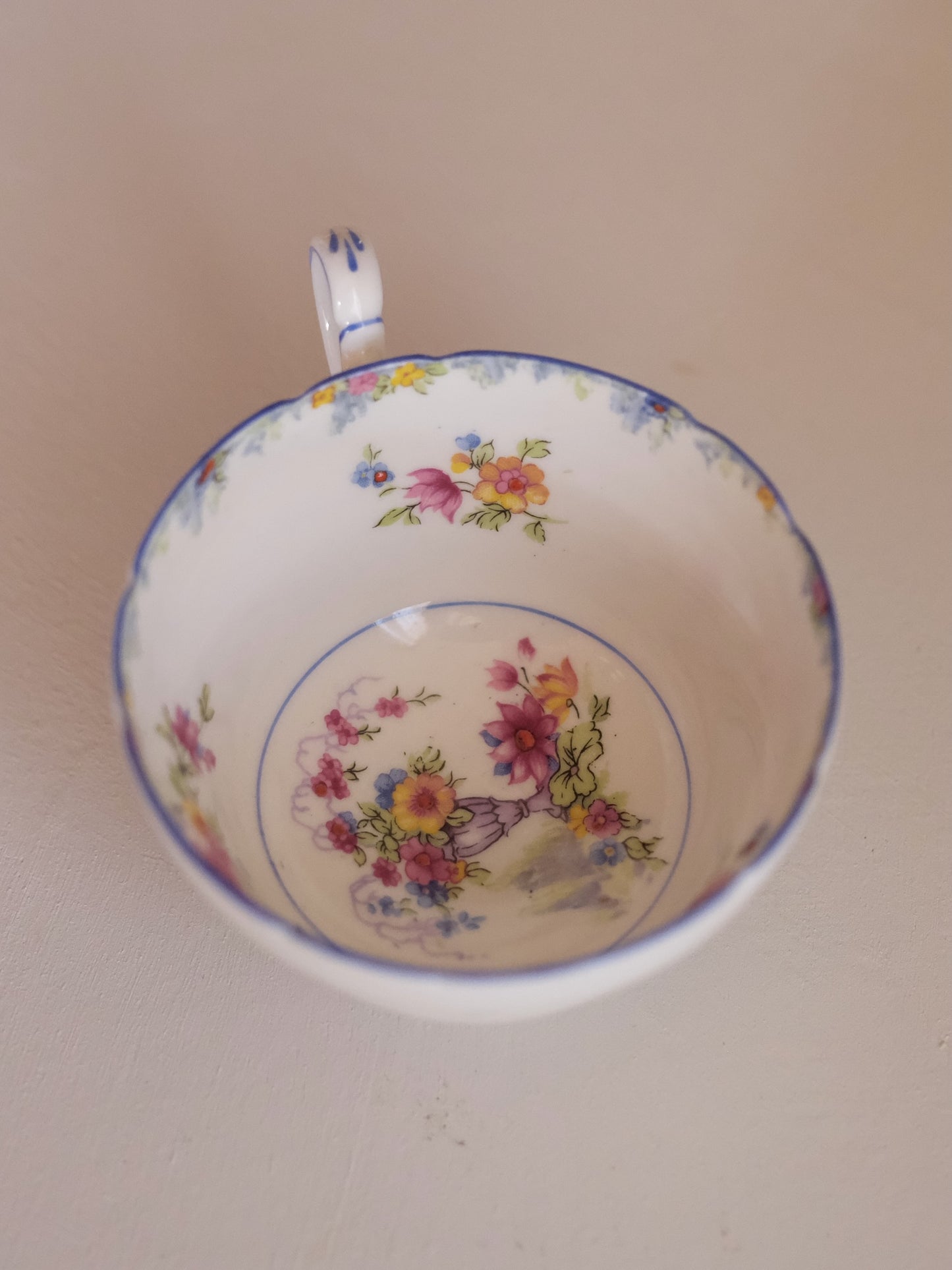 Paragon Trio “F1444” - Pastel Floral Basket, Hand-Painted