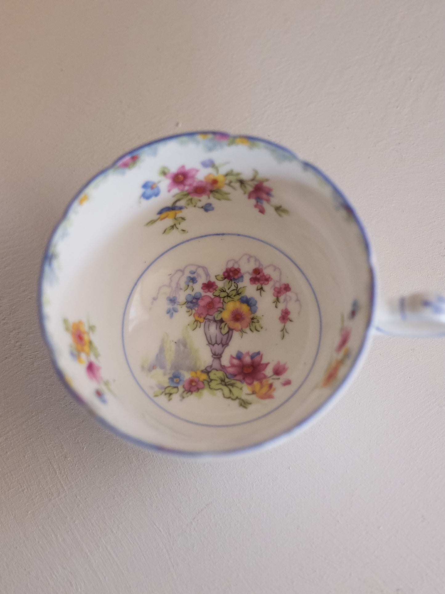 Paragon Trio “F1444” - Pastel Floral Basket, Hand-Painted