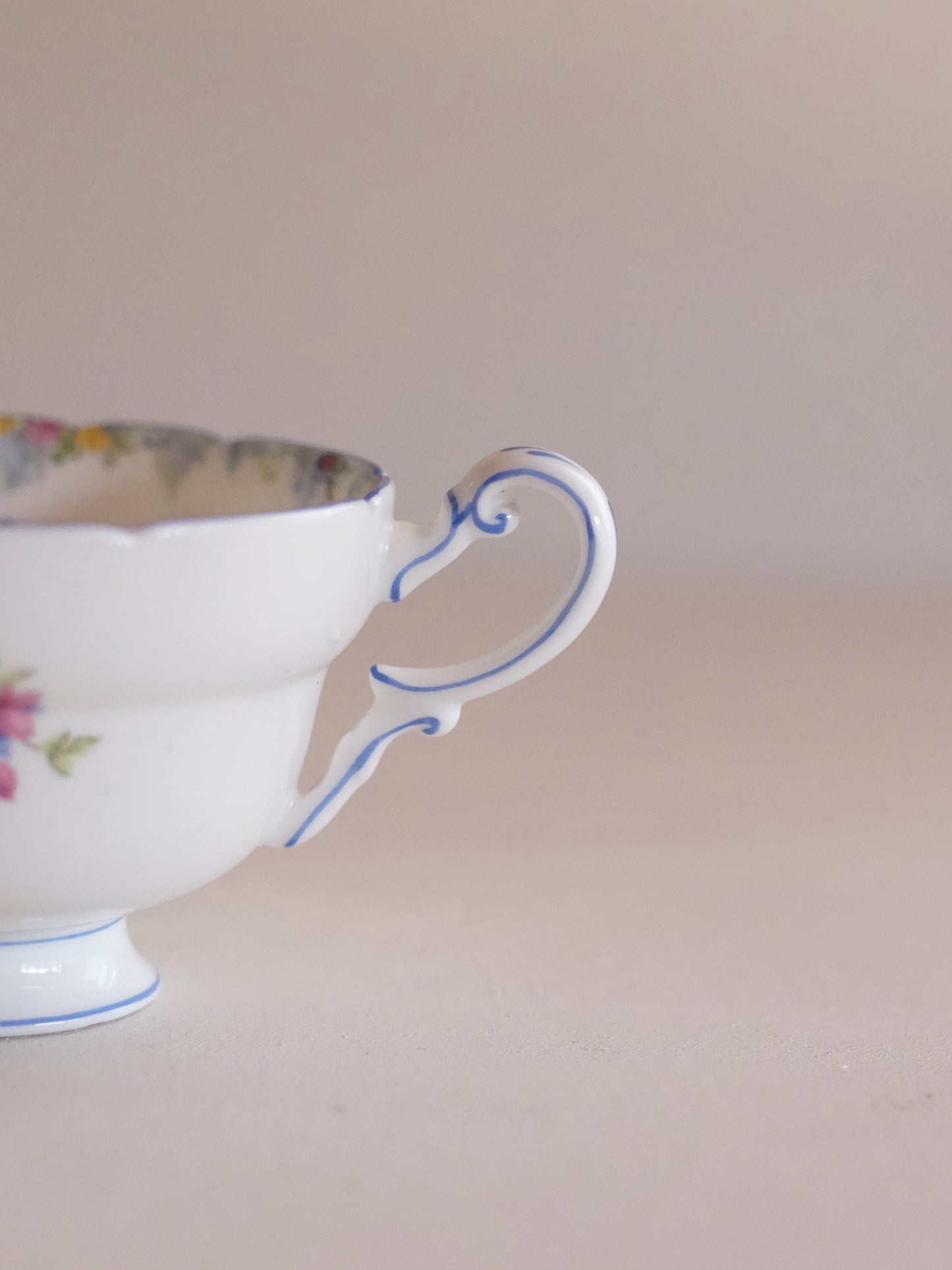 Paragon Trio “F1444” - Pastel Floral Basket, Hand-Painted