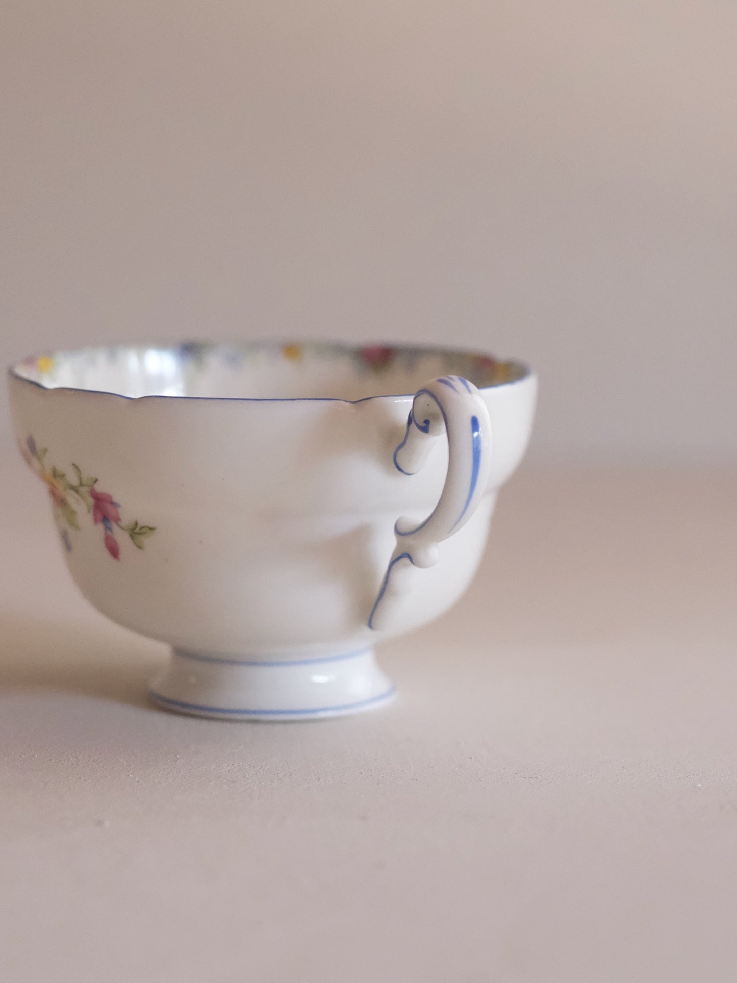 Paragon Trio “F1444” - Pastel Floral Basket, Hand-Painted