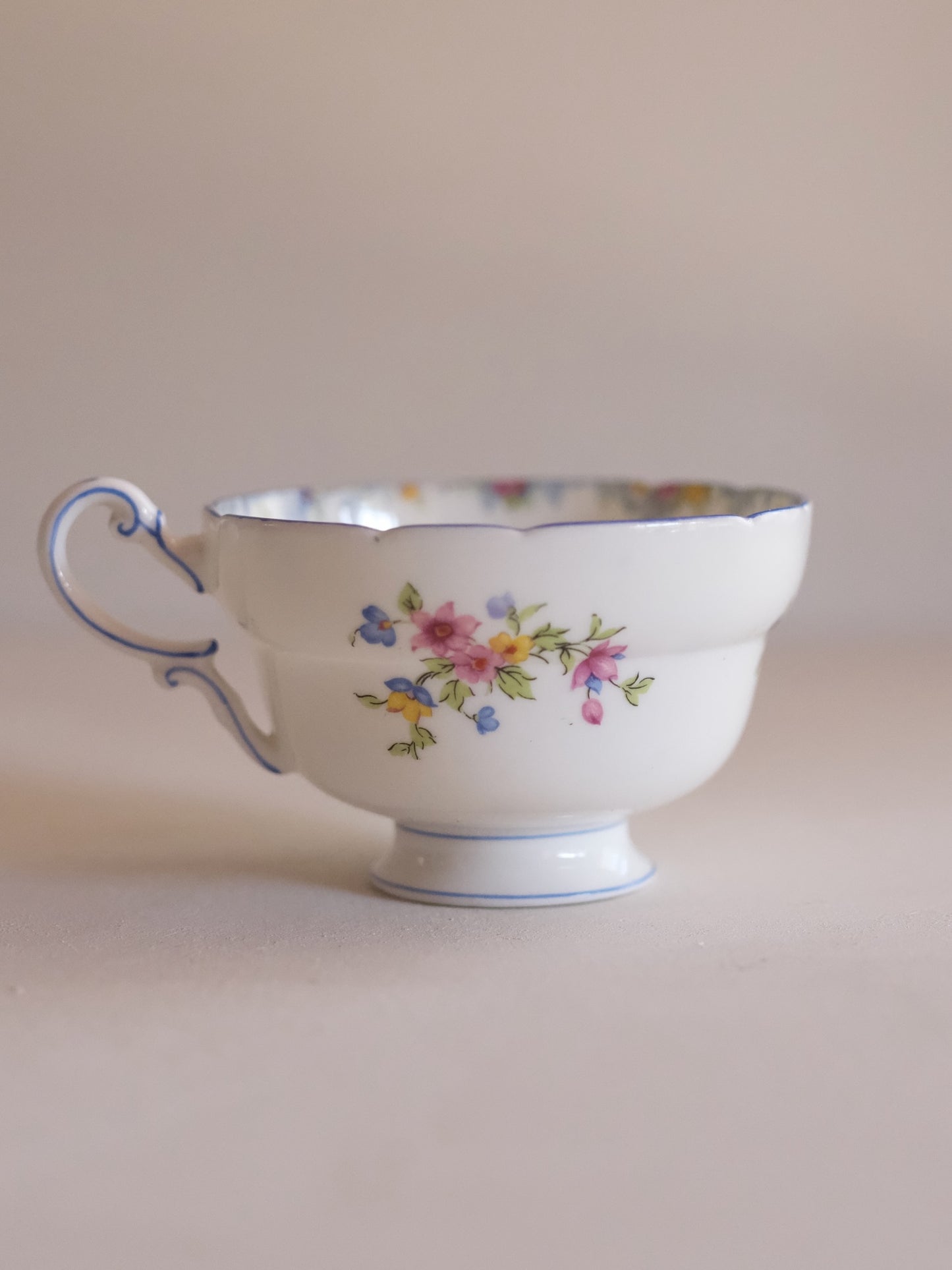 Paragon Trio “F1444” - Pastel Floral Basket, Hand-Painted