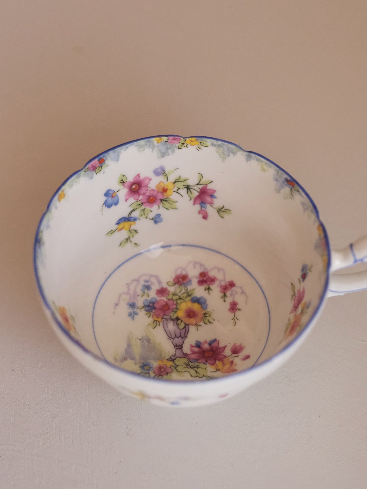 Paragon Trio “F1444” - Pastel Floral Basket, Hand-Painted