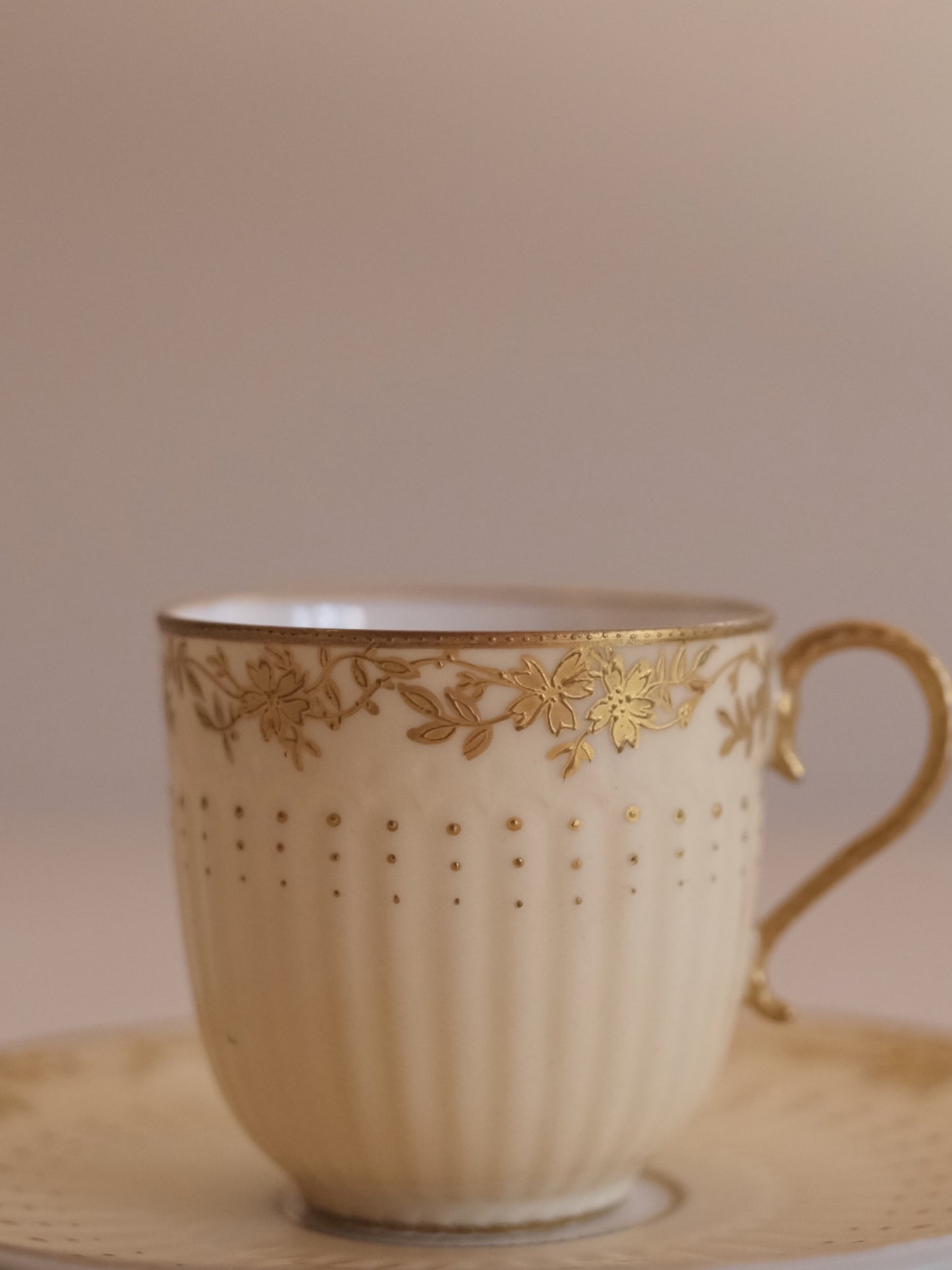 Limoges Cup & Saucer by G. Demartine “Osler London” – Gilt Florals, Hand-Painted