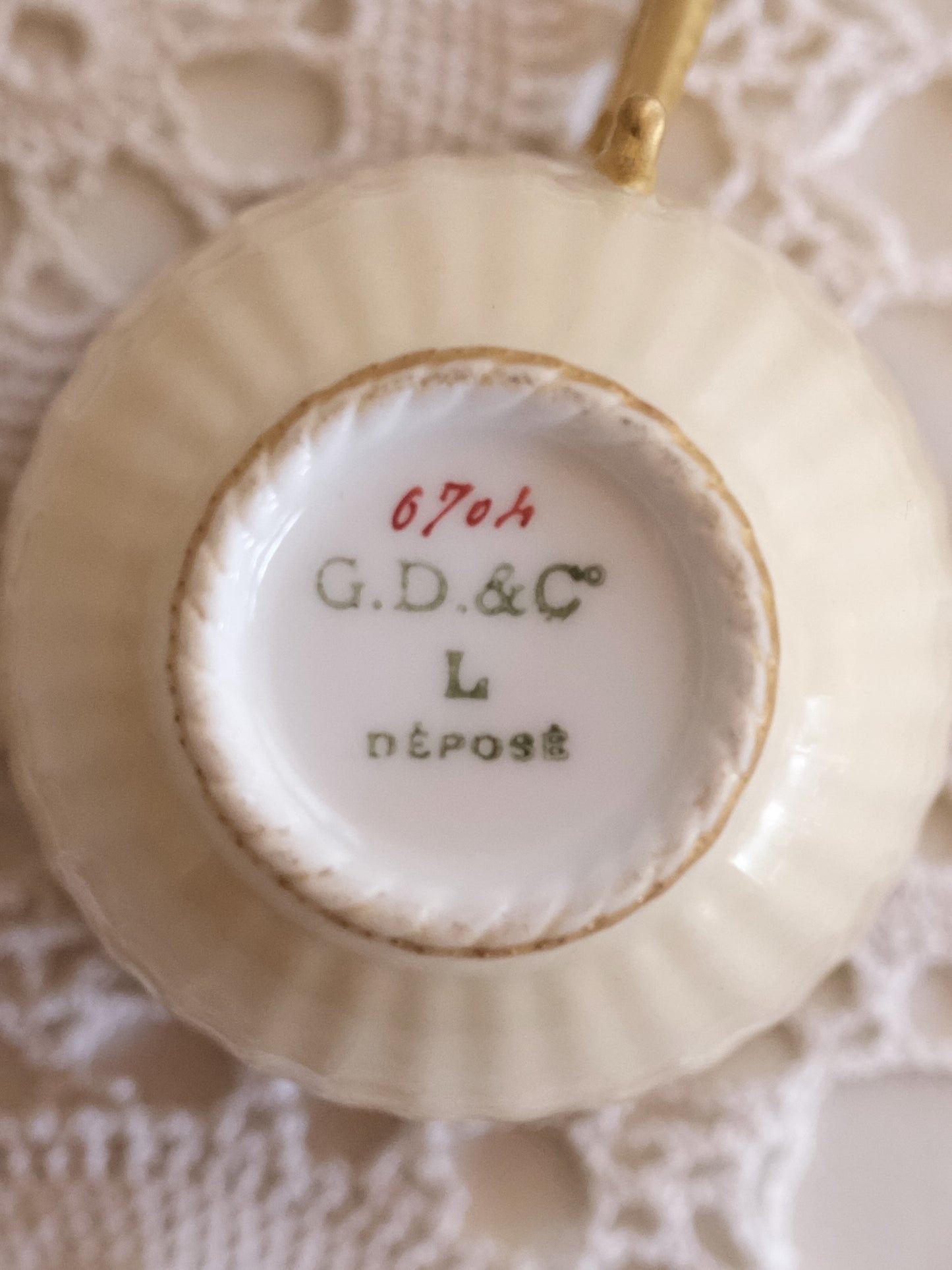 Limoges Cup & Saucer by G. Demartine “Osler London” – Gilt Florals, Hand-Painted