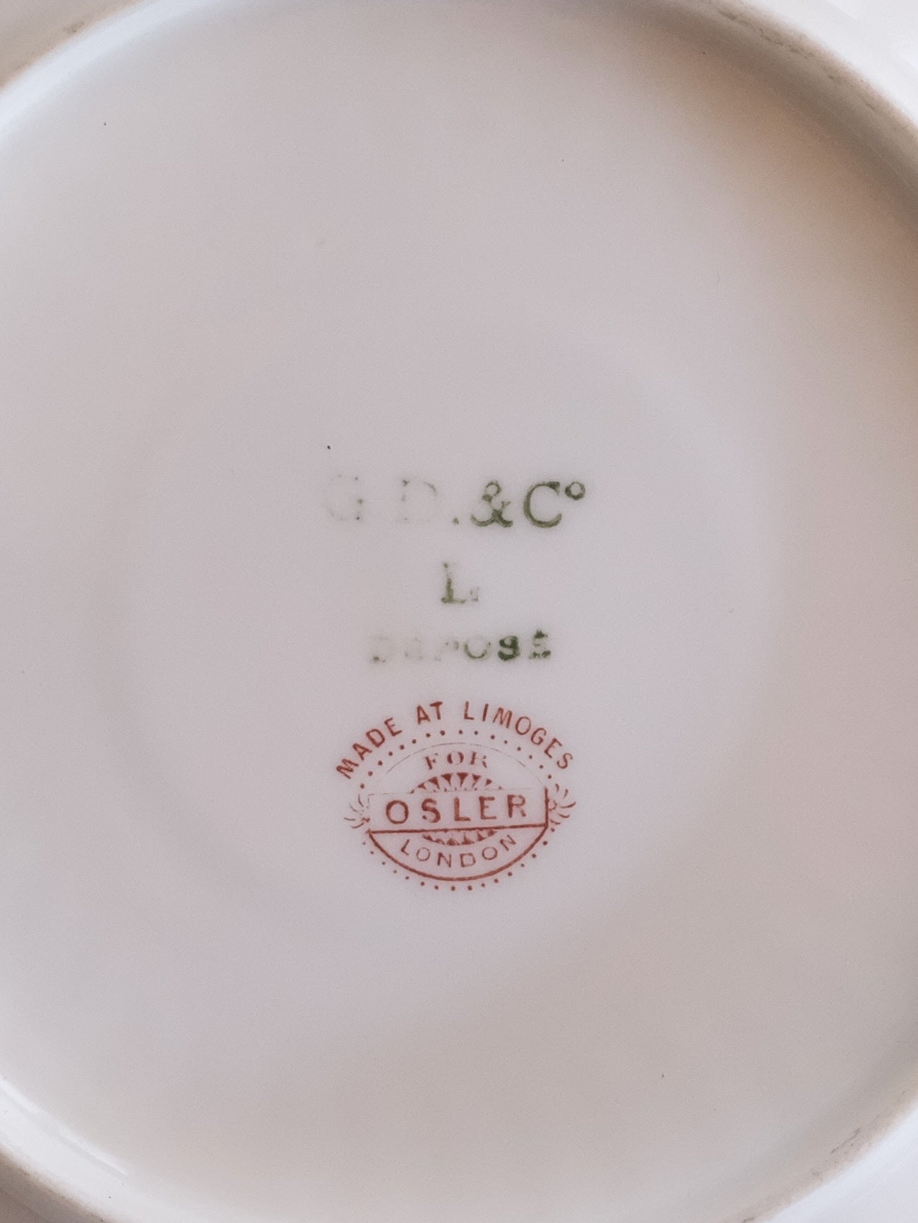 Limoges Cup & Saucer by G. Demartine “Osler London” – Gilt Florals, Hand-Painted