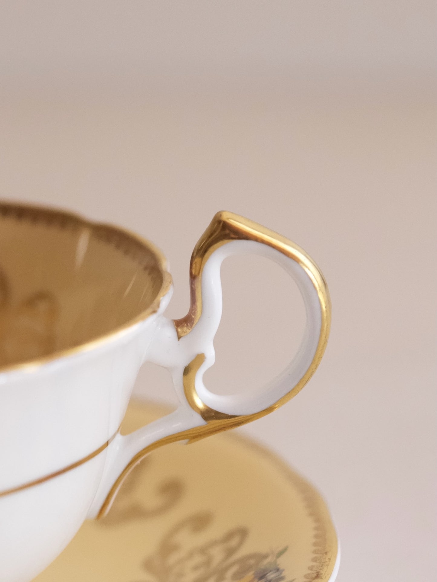 Aynsley Cup & Saucer “C963” – Dresden Floral Gold Scrollwork